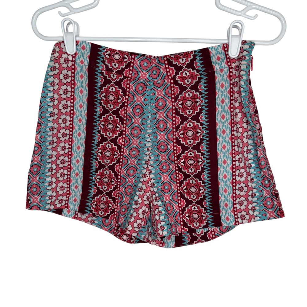 Hollister Womens Boho Floral Geometric‎ Print High Rise Cotton Shorts Size 1